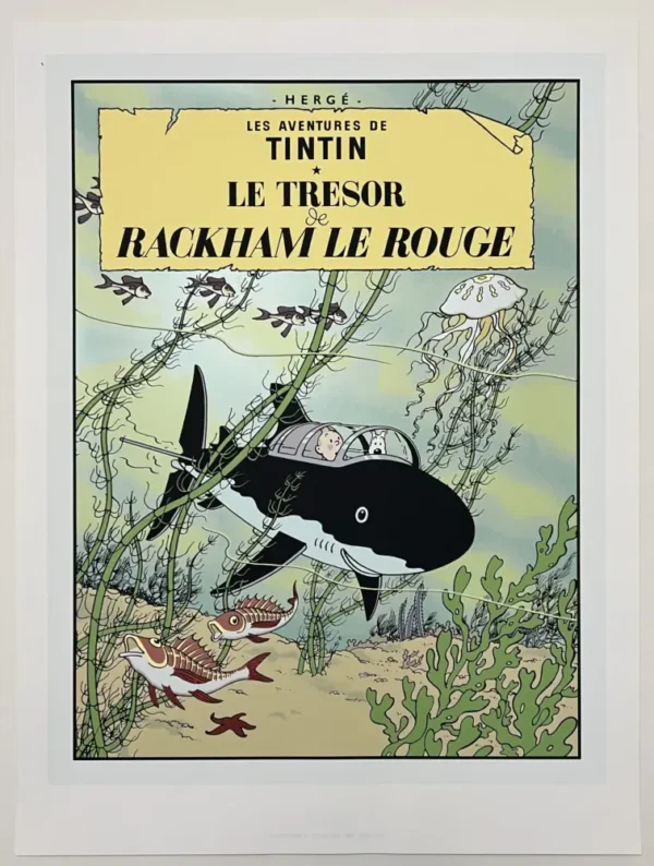 Sérigraphie Tintin "Le Trésor de Rackham Le Rouge" – Édition Escale à Paris – 80x60 cm – Tirage limité à 1500 exemplaires