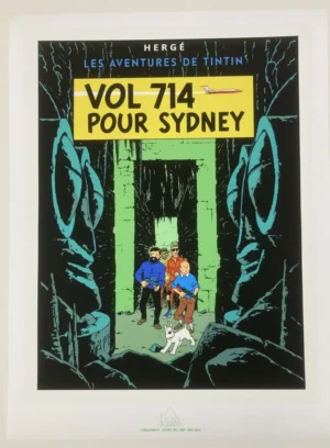 Sérigraphie Tintin - vol 747 pour Sydney - Hergé editions Escale à Paris
