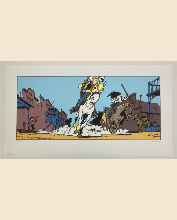 Sérigraphie Lucky Luke Alerte aux pieds bleus signée par Morris