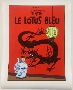 Sérigraphie Hergé Tintin – Le Lotus Bleu – Escale Paris – 80×60 cm